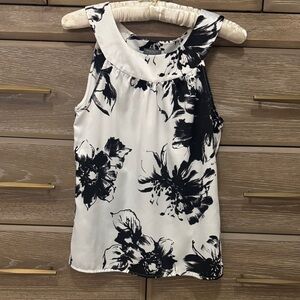 Ann Taylor Monochrome Floral Sleeveless Top
